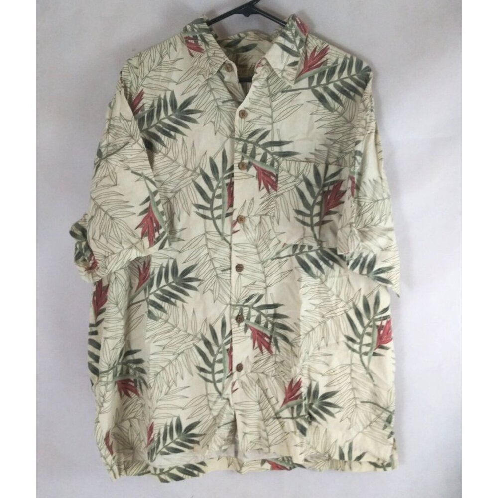 Caribbean Pineapple Men's Hawaiian Shirt Beige With Leafy Design Size XL